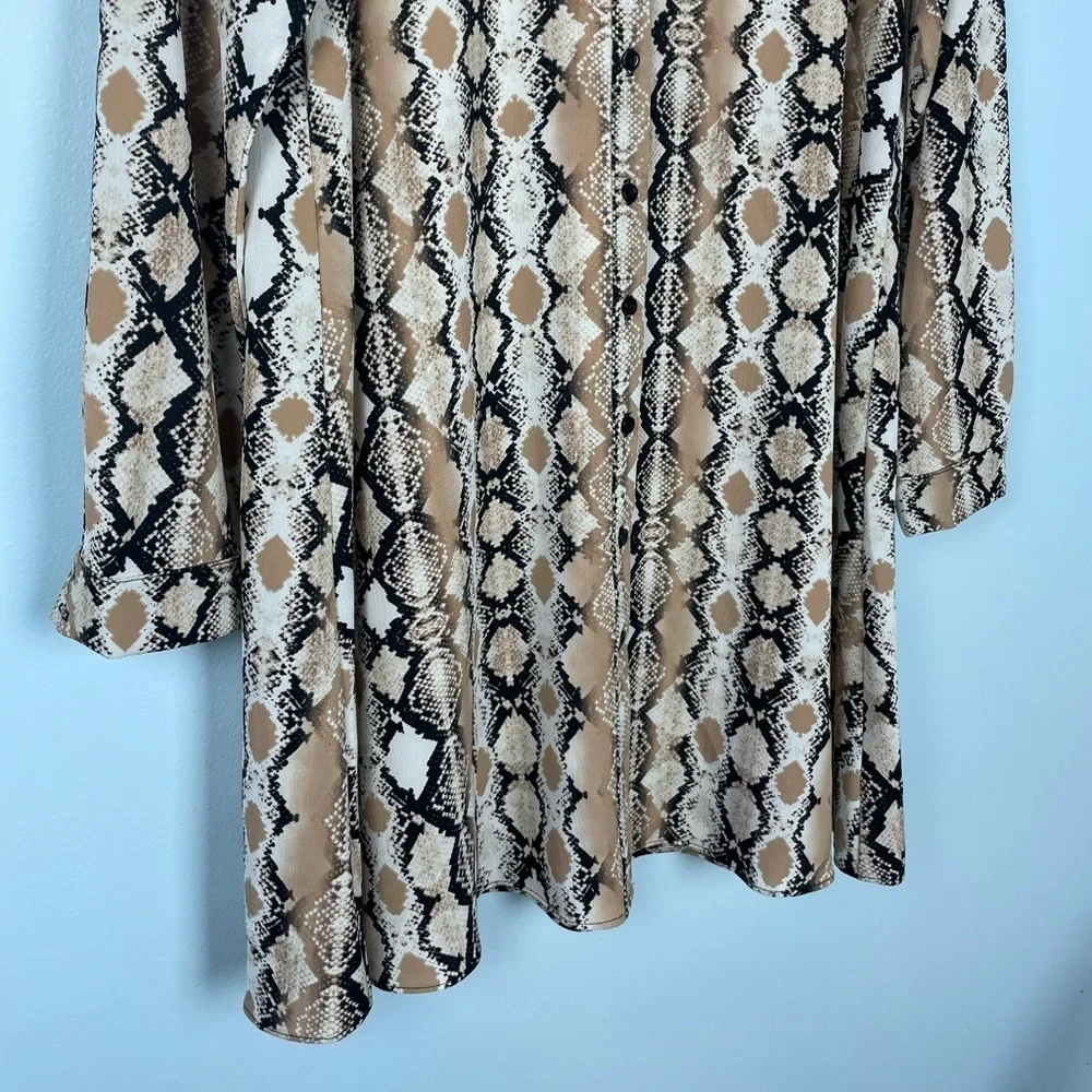 Three Eighty Two Mara Button Front Mini Dress In Python Reptile Size Small - Picture 9 of 16